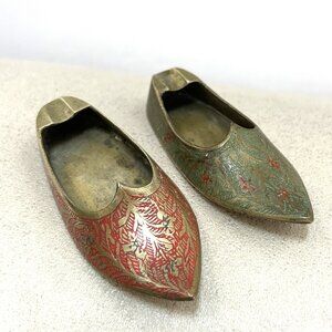 Vintage  Brass Slippers Incense Holder or Pocket Size Ashtrays set of two